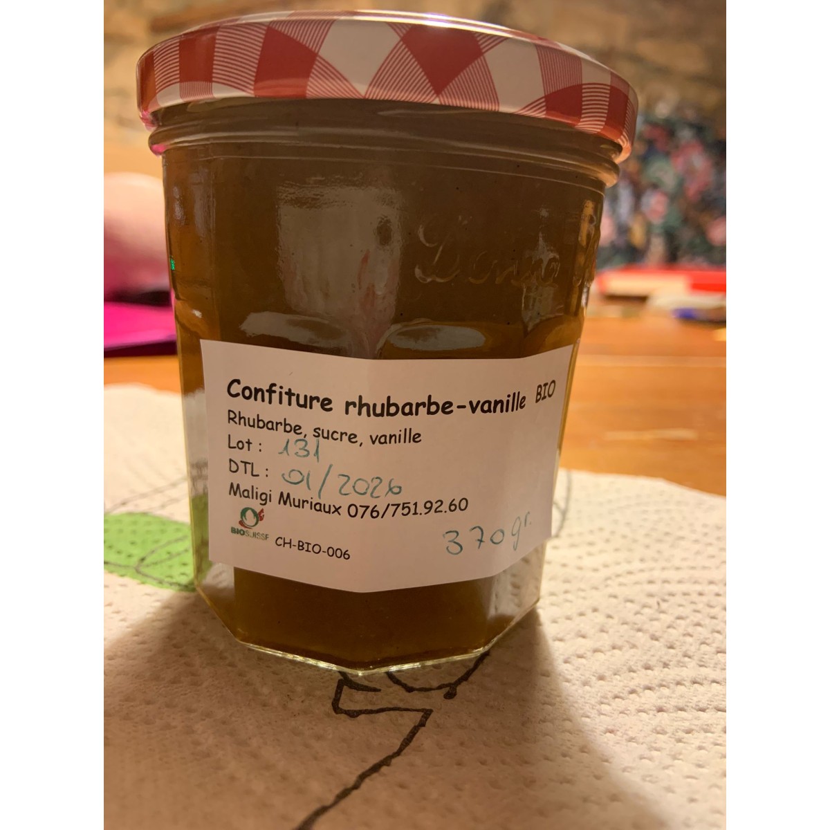 Confiture rhubarbe vanille 260g