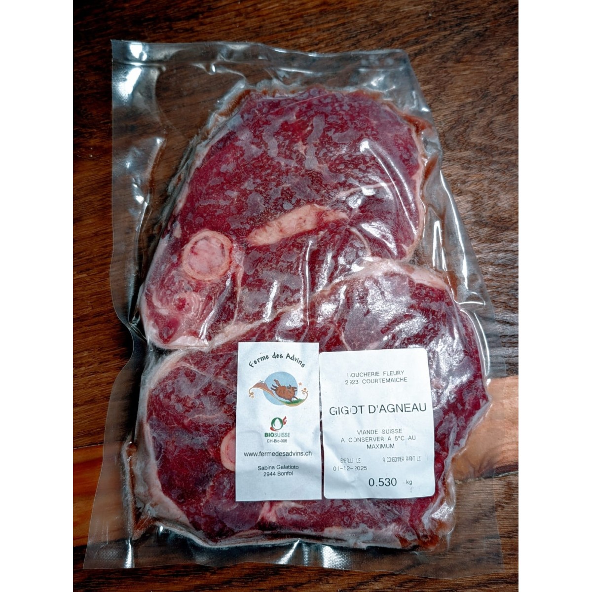 Gigot d'agneau - ( tranches ), env.550g