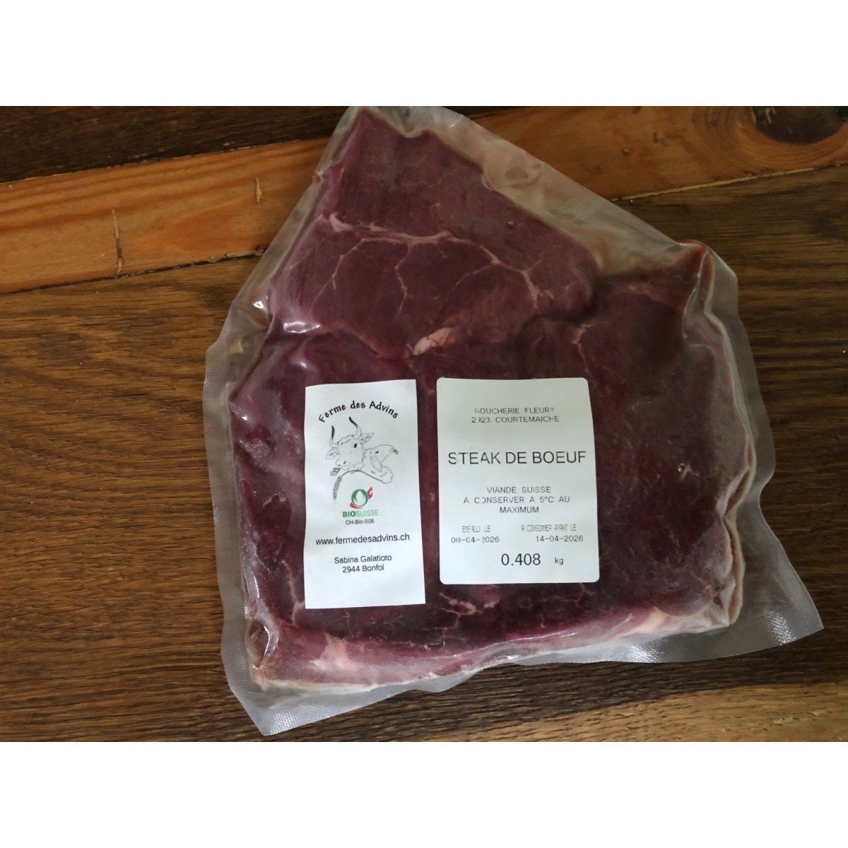 Steak de boeuf, env.400g, congelé